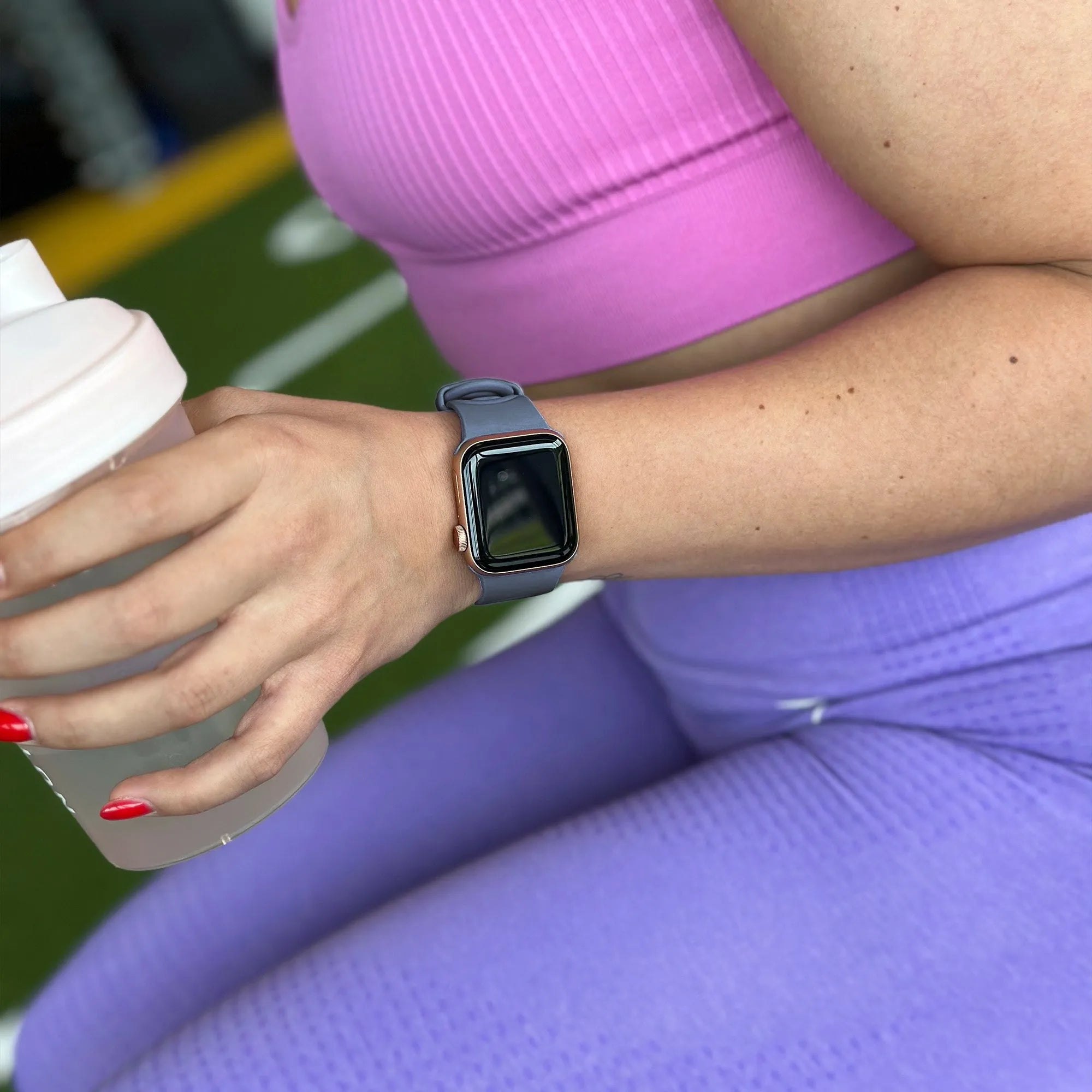 Bracelet silicone chaîne Apple Watch (gris-bleu)