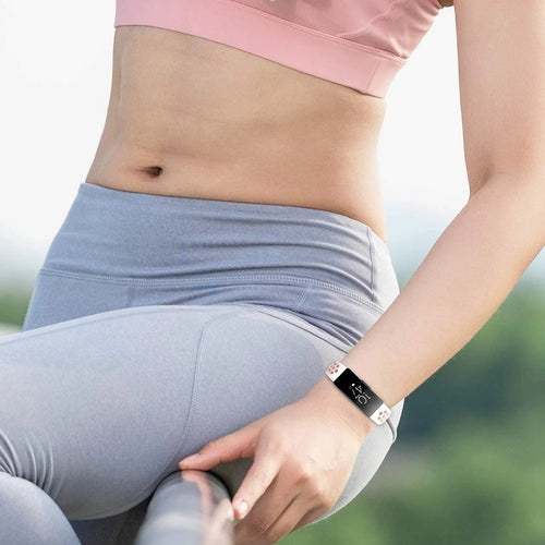 Silicone Sport Strap, white/pink, lifestyle photo