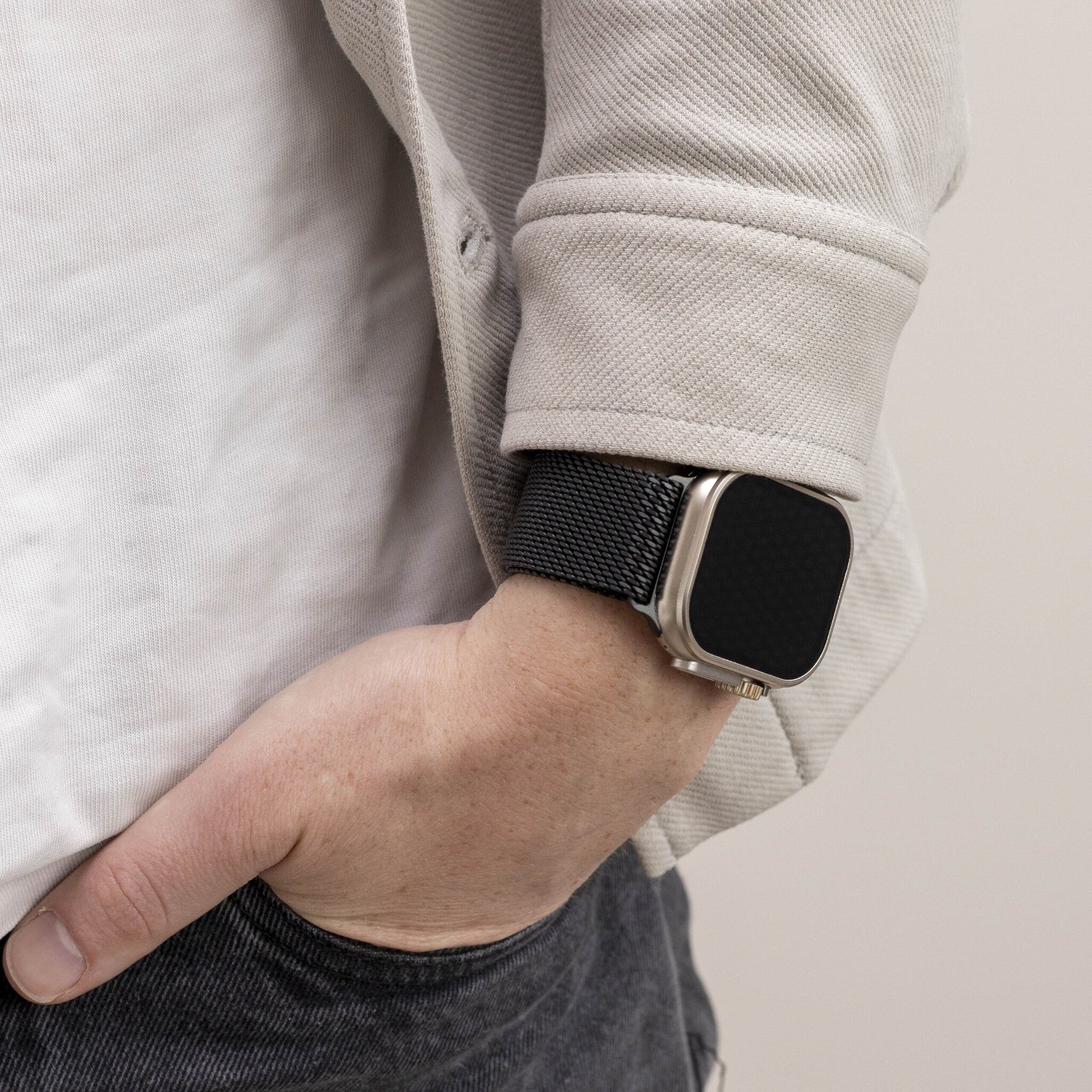 Bracelet titane/milanais Apple Watch Ultra (noir)