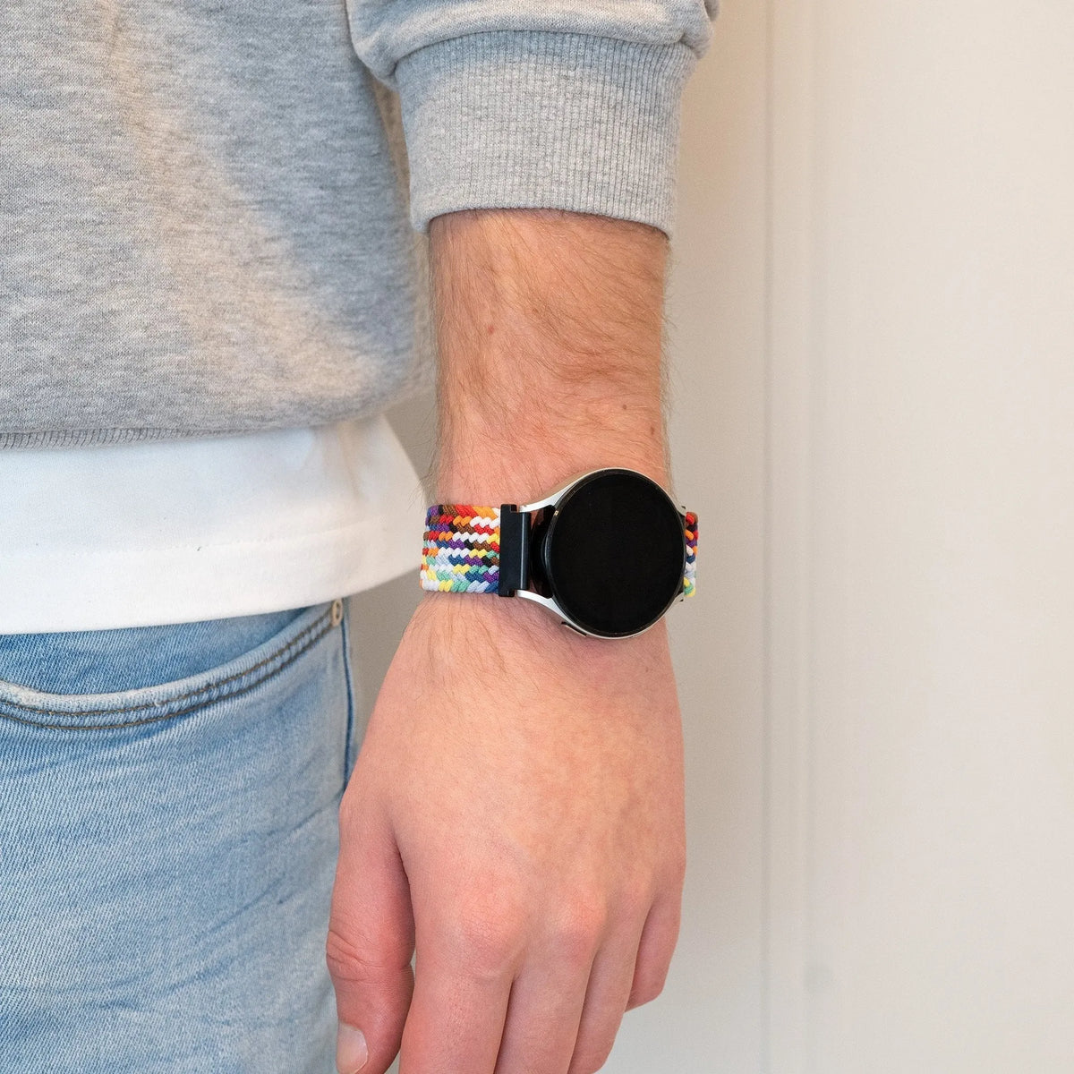 Woven Nylon Strap, rainbow, lifestyle photo