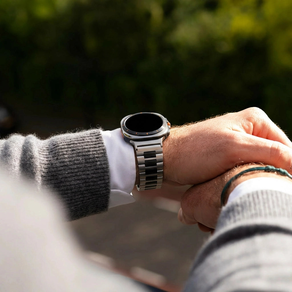 Bandz Bracelet à maillons en acier 'Deluxe' Samsung Galaxy Watch Ultra (argent/noir)