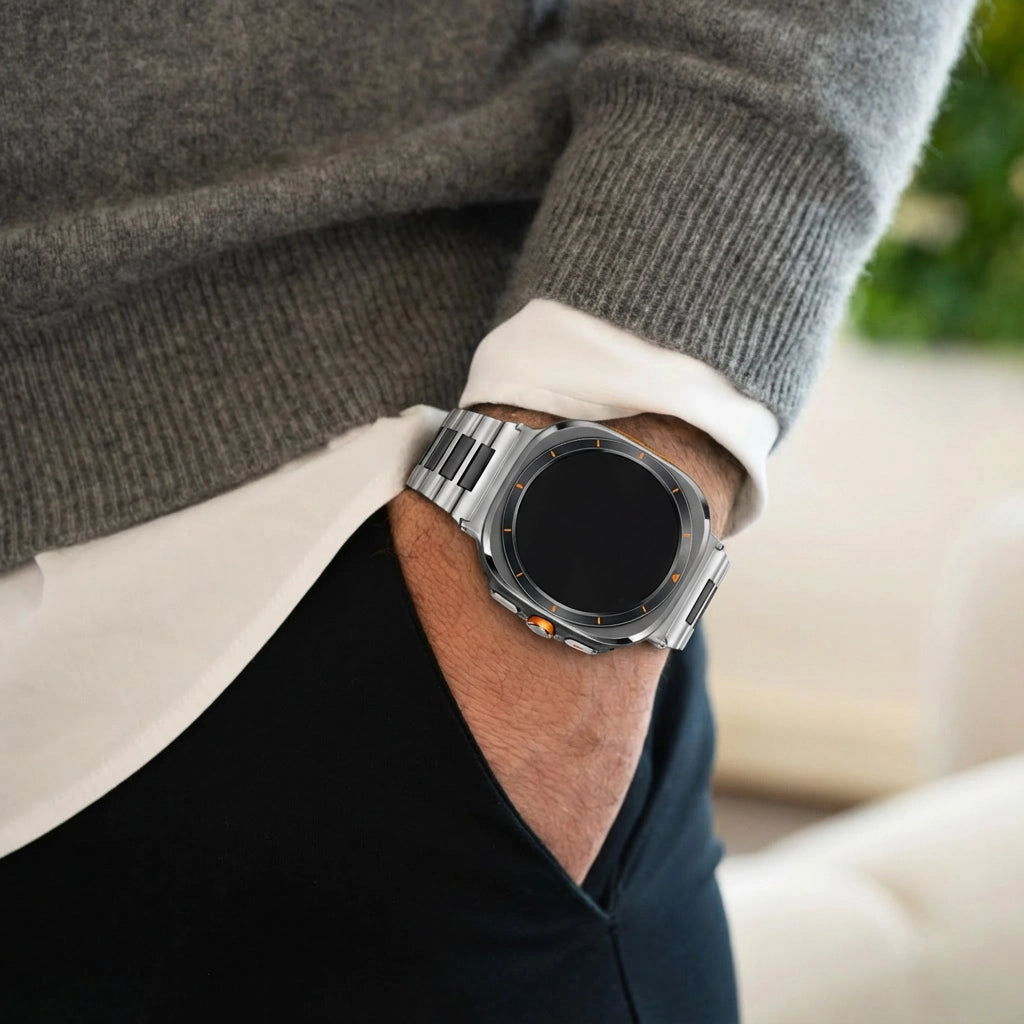Bandz Bracelet à maillons en acier 'Deluxe' Samsung Galaxy Watch Ultra (argent/noir)