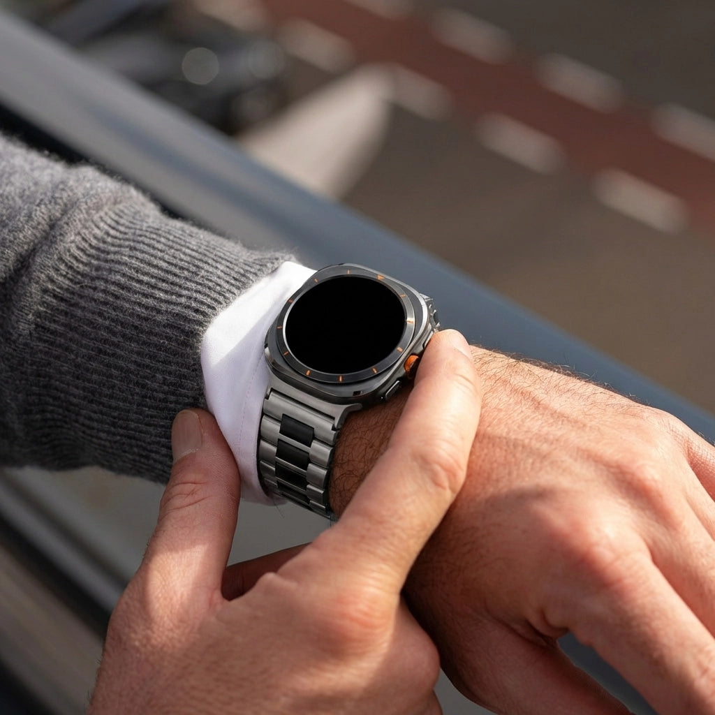 Bandz Bracelet à maillons en acier 'Deluxe' Samsung Galaxy Watch Ultra (argent/noir)