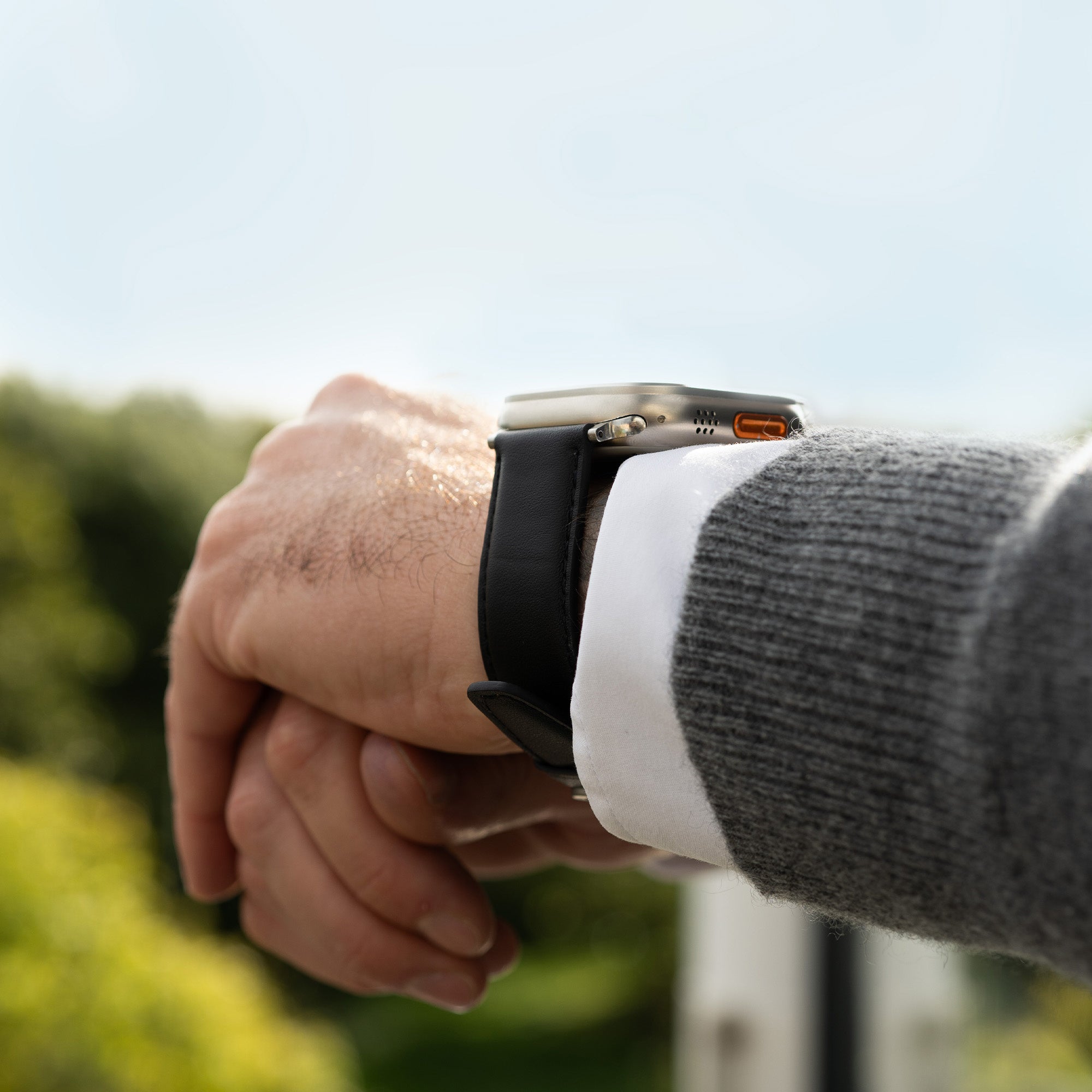 Bandz Bracelet cuir 'Classic' Apple Watch Ultra (noir)