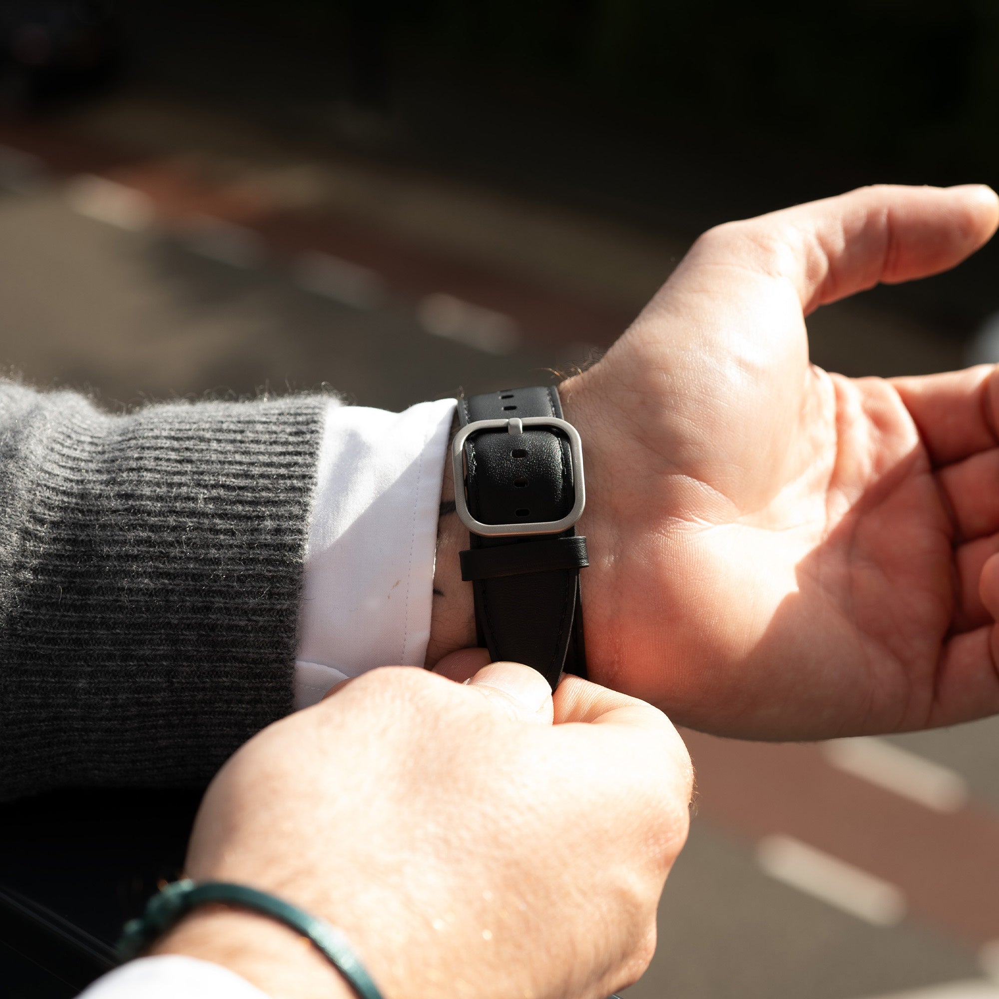 Bandz Bracelet cuir 'Classic' Apple Watch Ultra (noir)