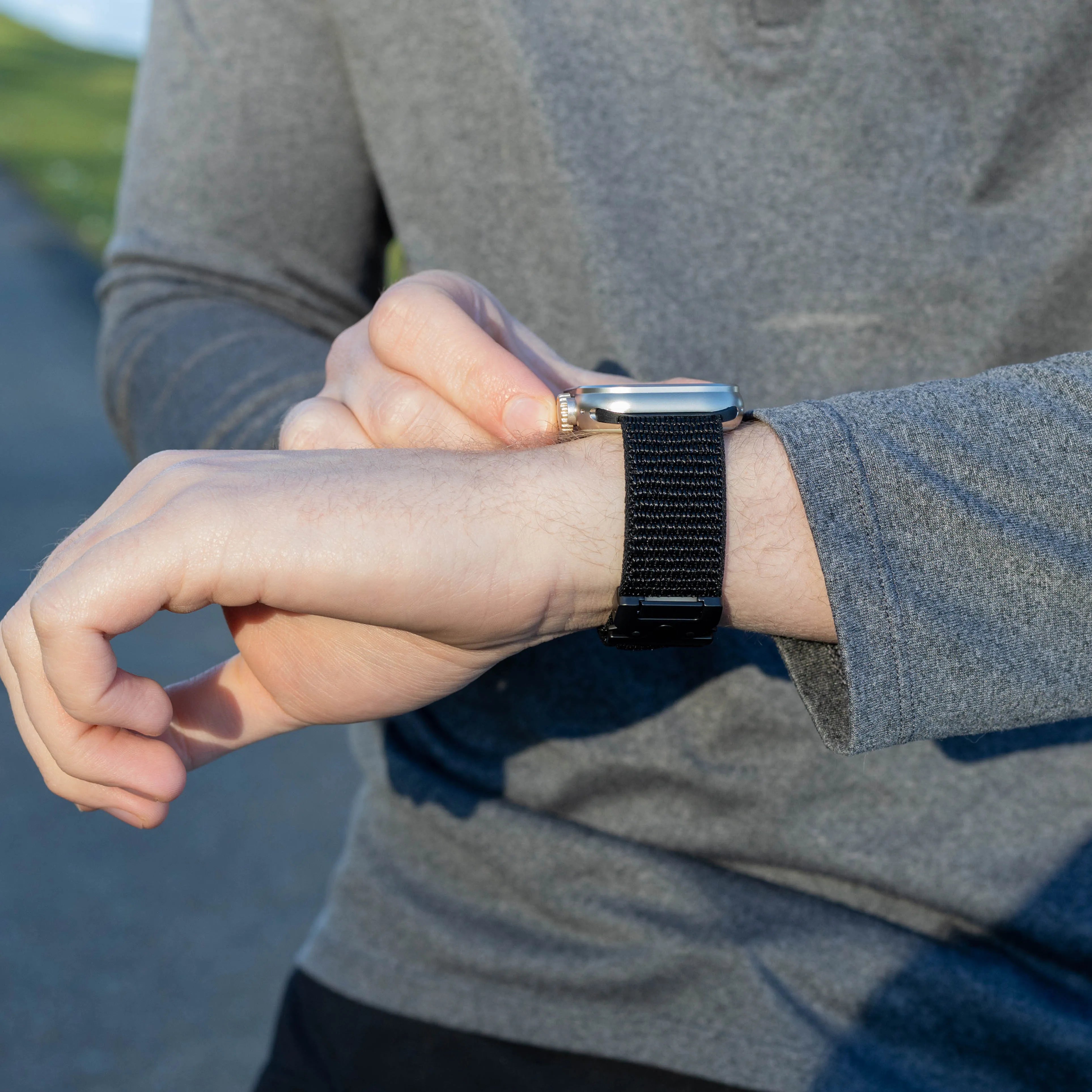 Bandz Bracelet nylon 'Wave' avec P-buckle Apple Watch (noir)