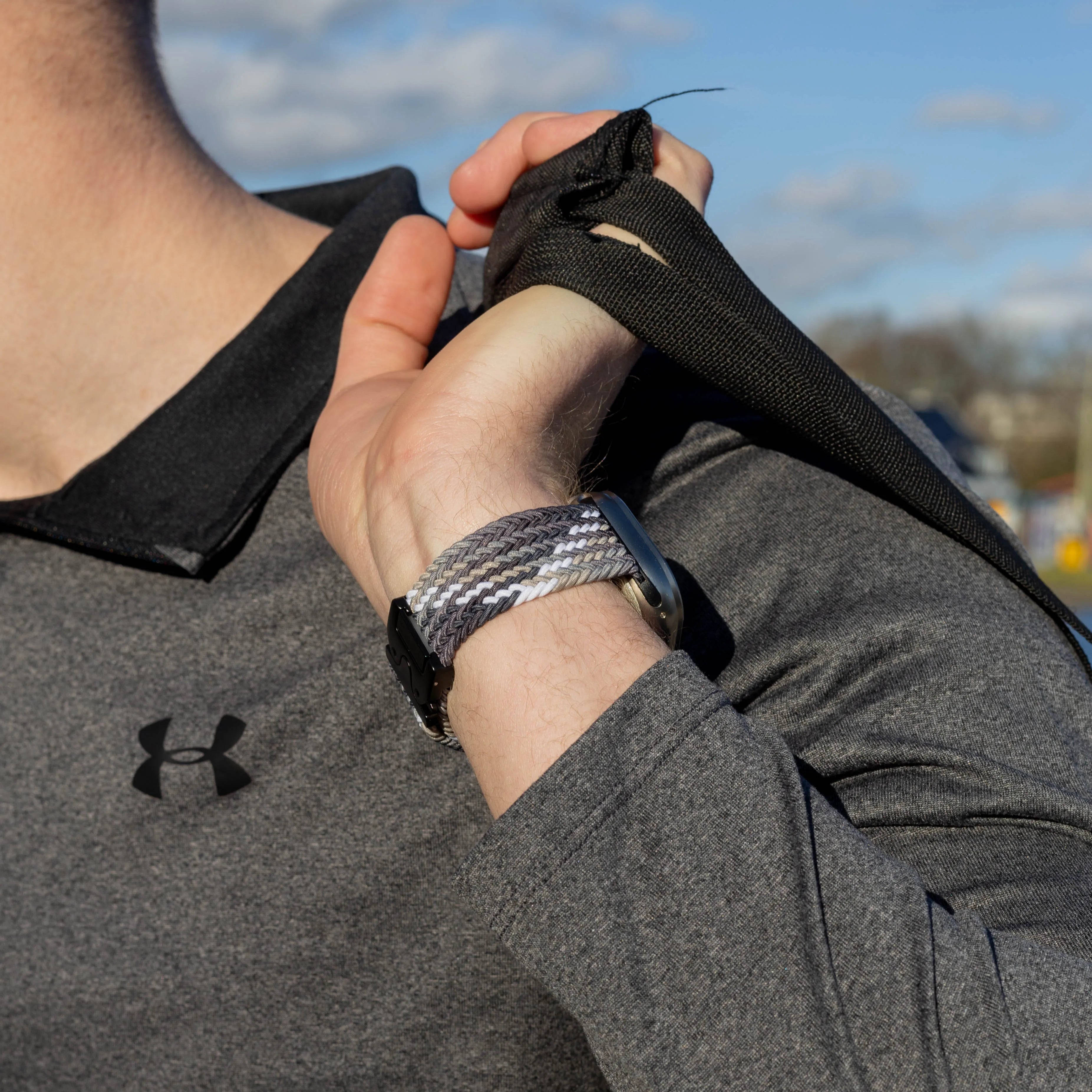Bandz Bracelet nylon tressée avec P-buckle Apple Watch (mandala noir) 
