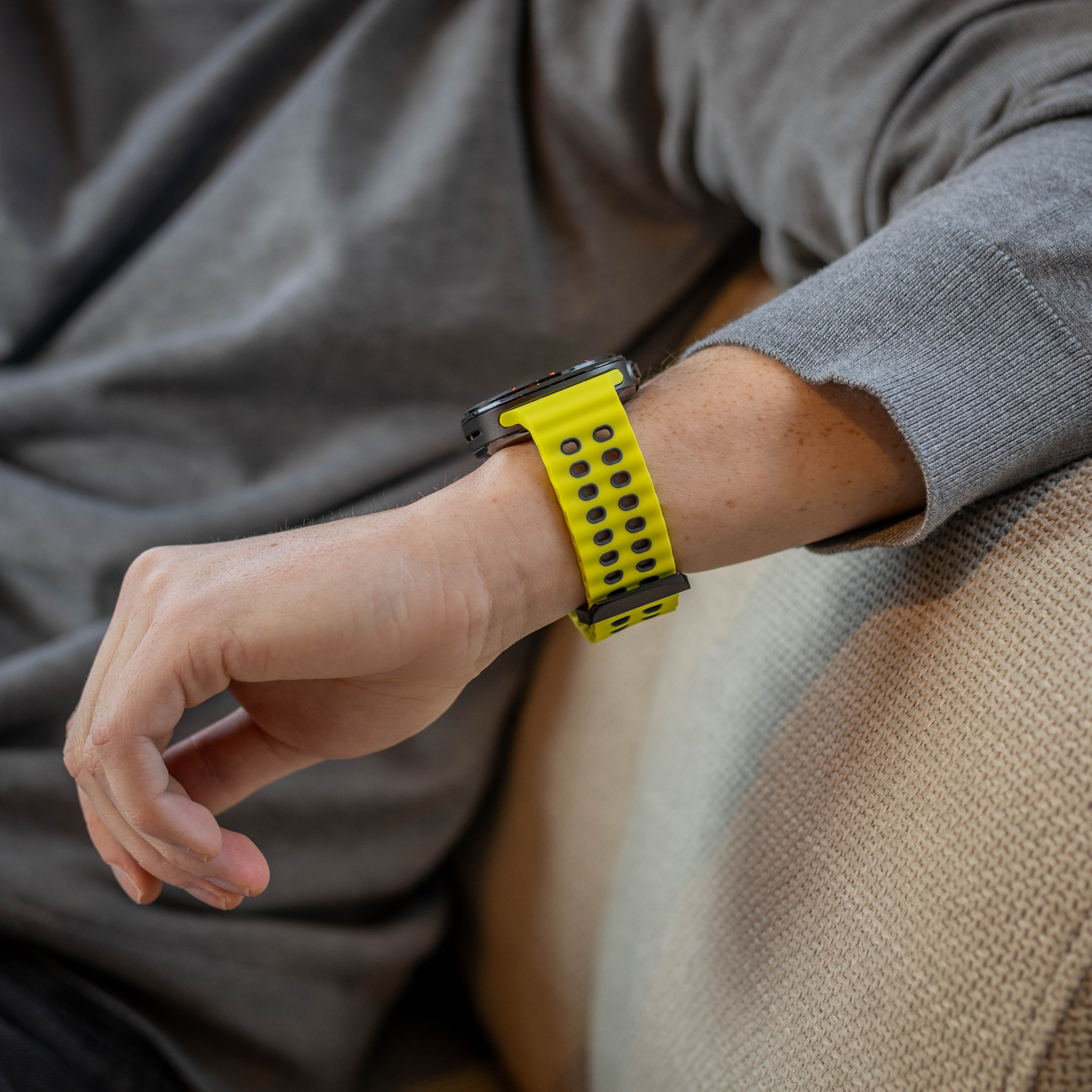 Bracelet silicone ondulé duo Samsung Galaxy Watch Ultra 2 (lime/gris foncé)