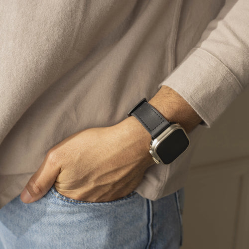 Bracelet cuir hybride à boucle Apple Watch (noir)