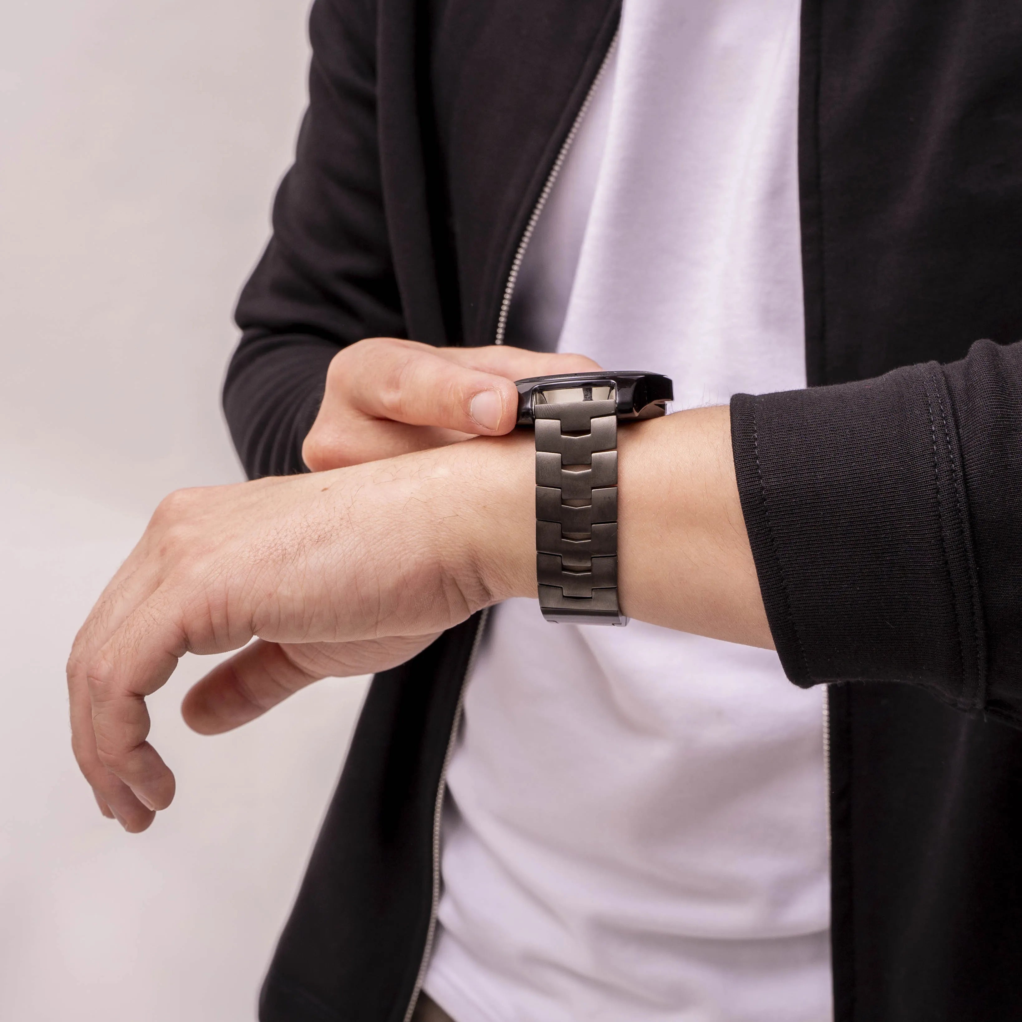 Bracelet en titane granulaire pour Oppo Watch X2 - fermeture plate(graphite)