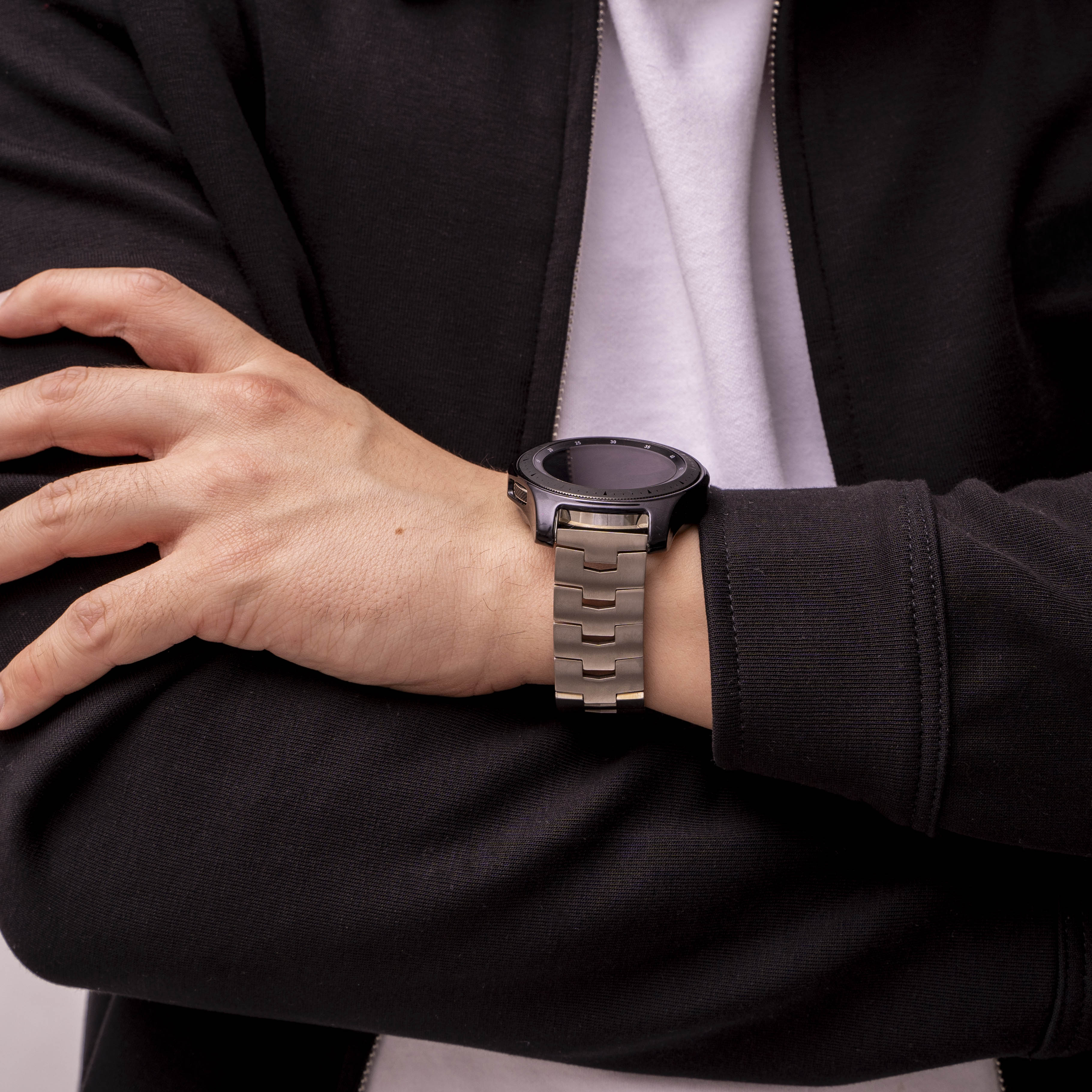 Bracelet titane grain (fermoir plat) Huawei Watch GT 3 46mm (argent)