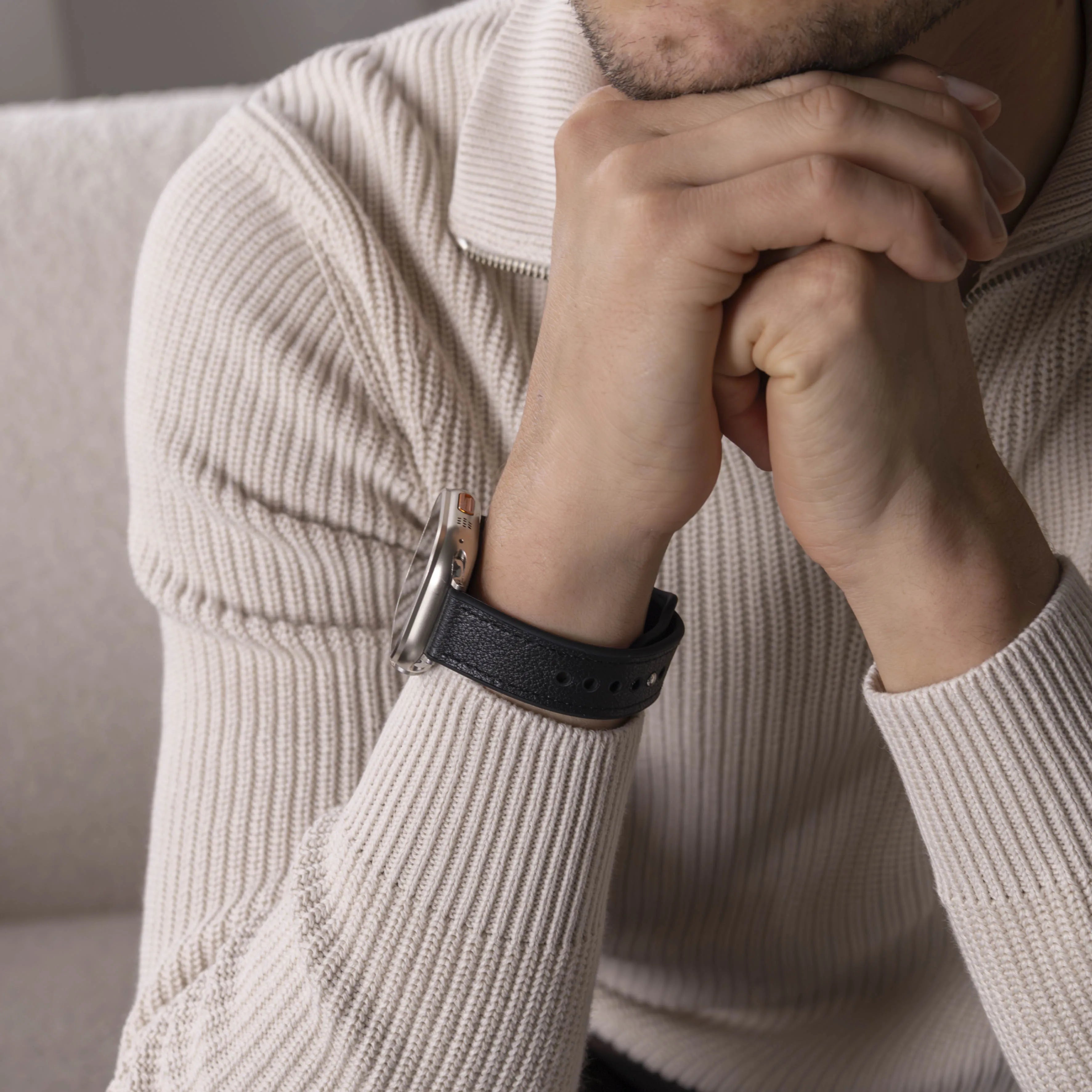 Bracelet hybride cuir Apple Watch (noir)