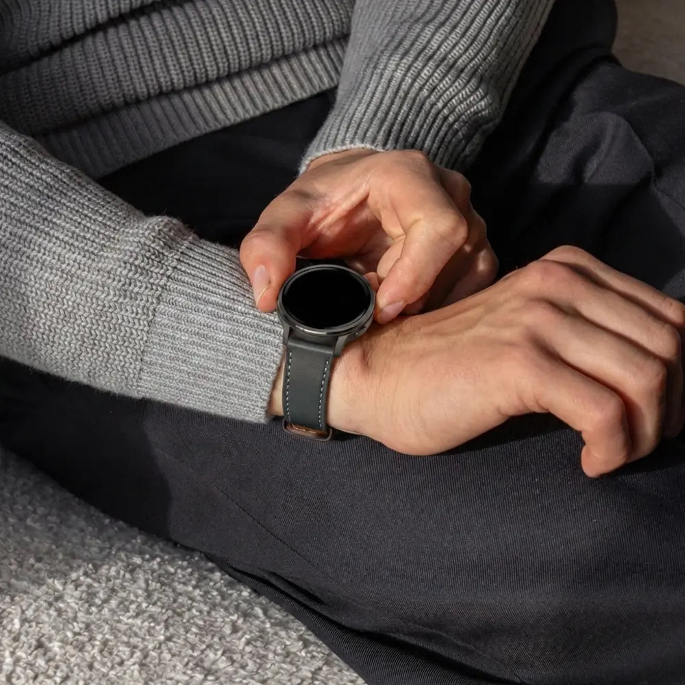 Bandz Bracelet cuir 'Deluxe' Garmin Vivoactive 4 (noir)