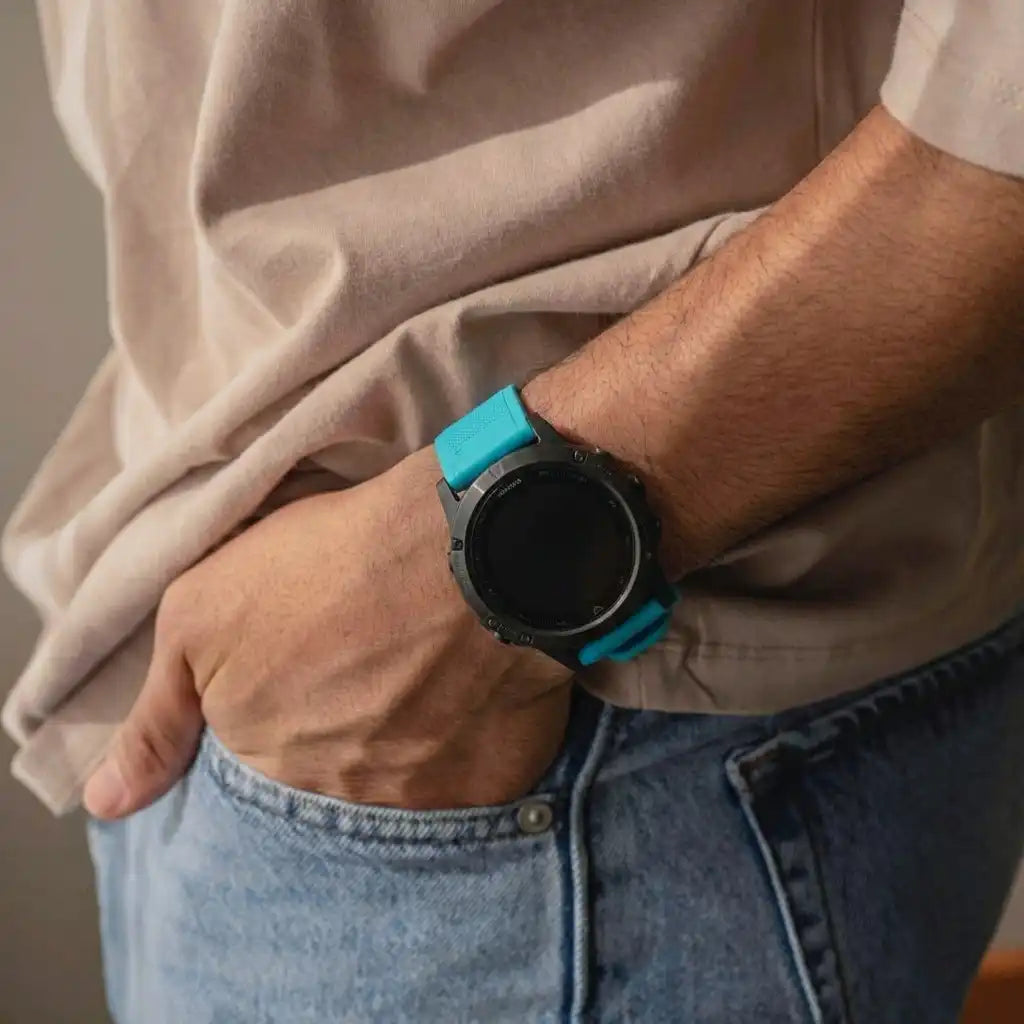 Bracelet silicone Garmin Quatix 8 Pro - 47mm (bleu clair)