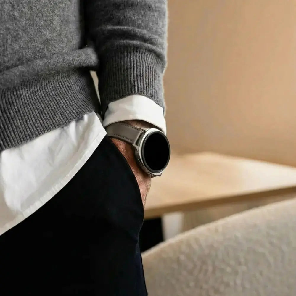 Bandz Bracelet cuir 'Classic' Samsung Galaxy Watch 8 - 44mm (gris foncé)