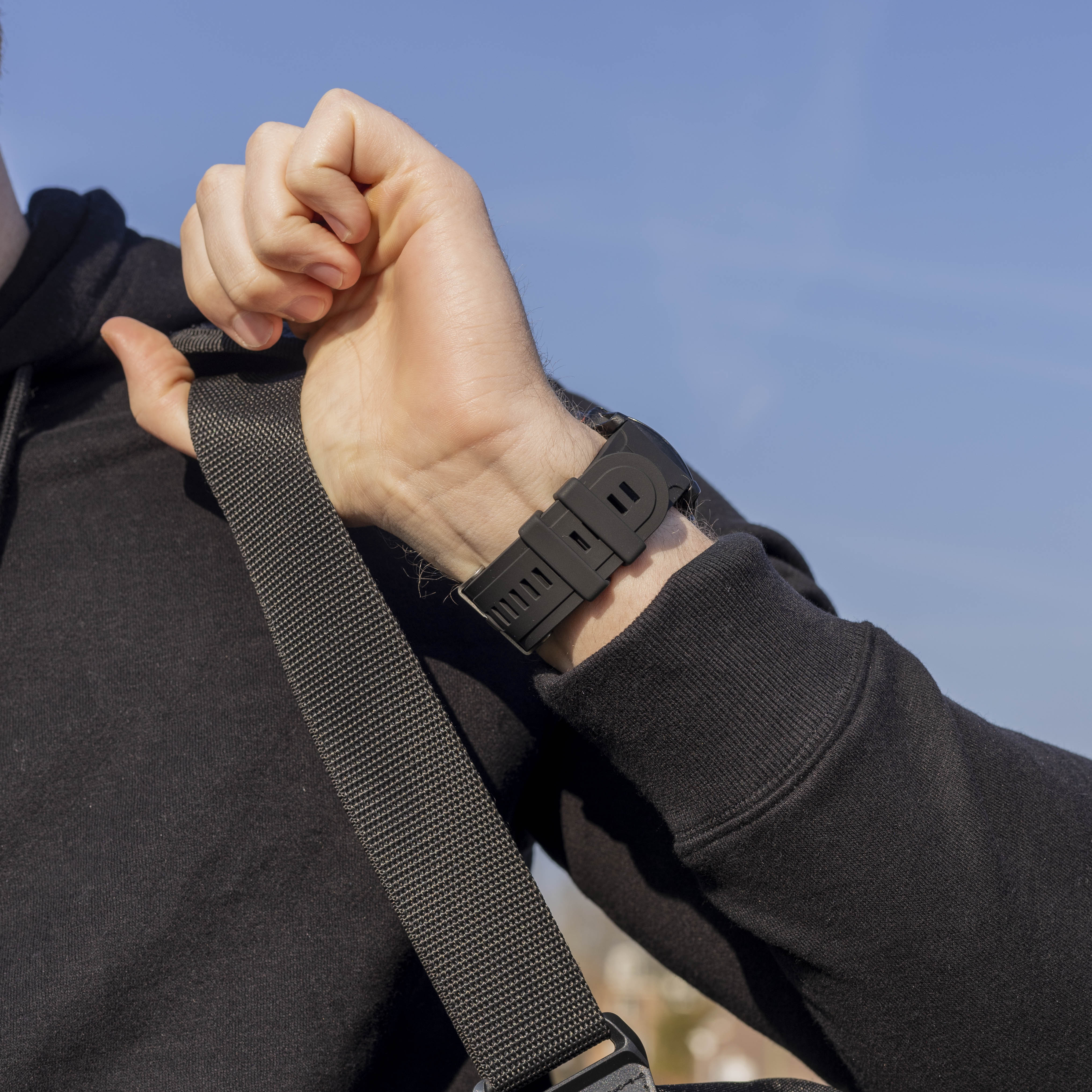 Bracelet silicone brillant Garmin Fenix 5x/6x (noir)