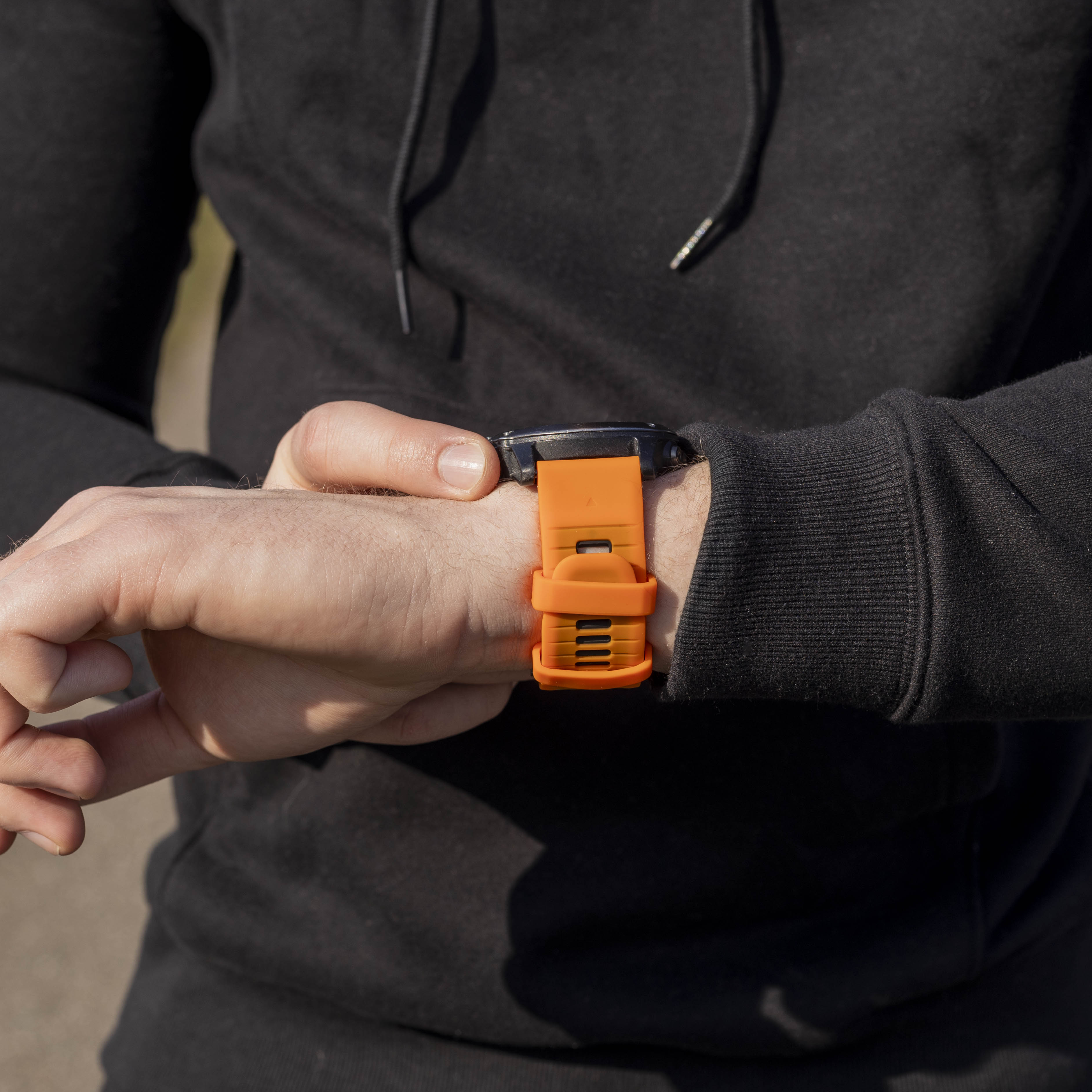 Bracelet à boucle sport Garmin Quatix 3 / 6x / 7x Solar (orange/noir)