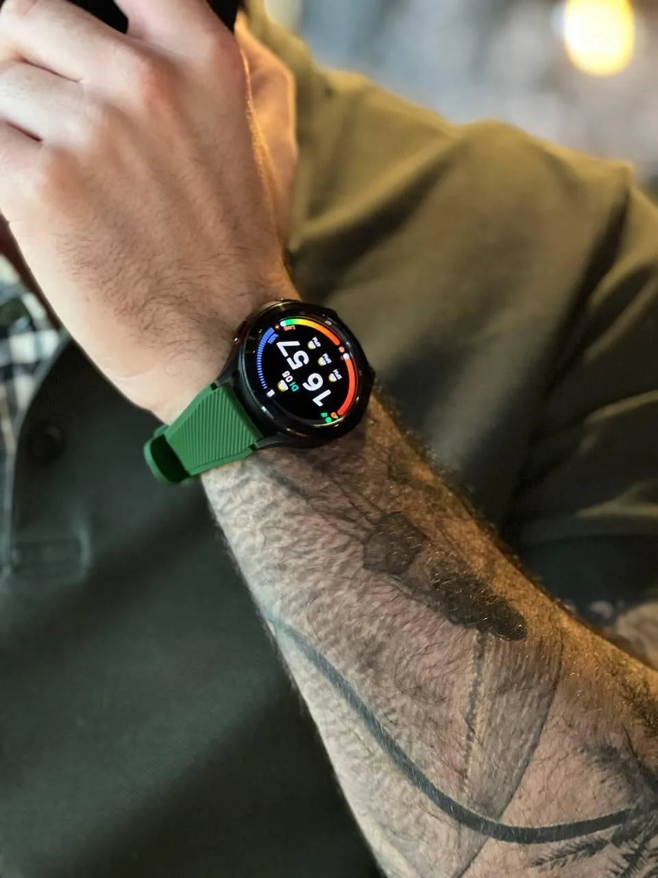 Twill Silicone Strap, army green, lifestyle photo