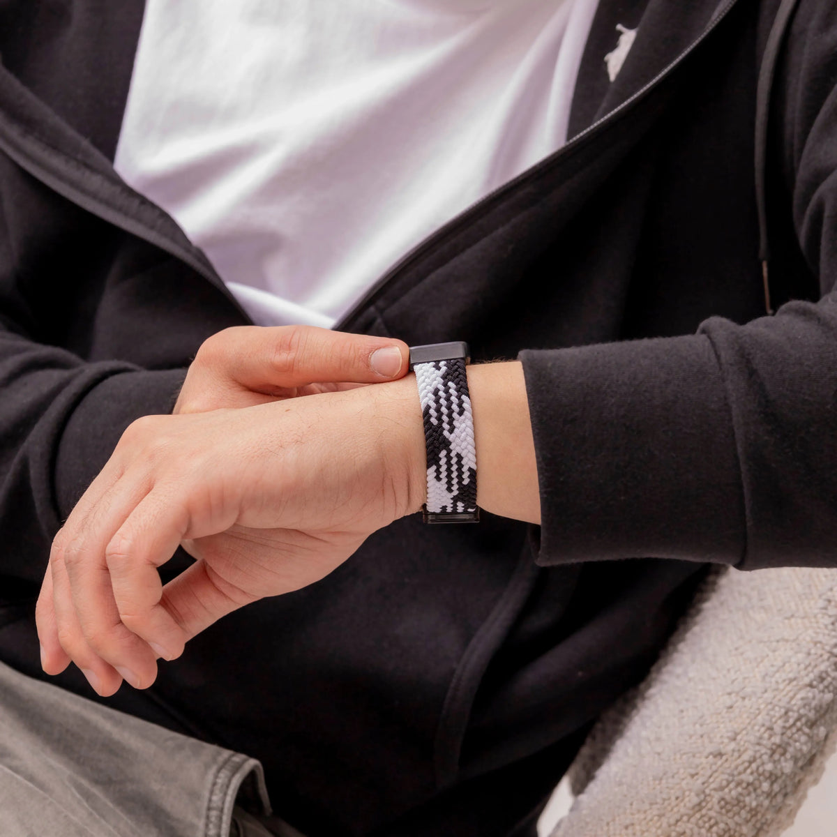 Nylon Adjustable Braided Strap, slate, lifestyle photo