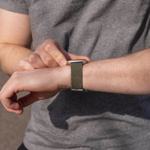 Bracelet tressé réglable Fitbit Versa 3 (vert olive)