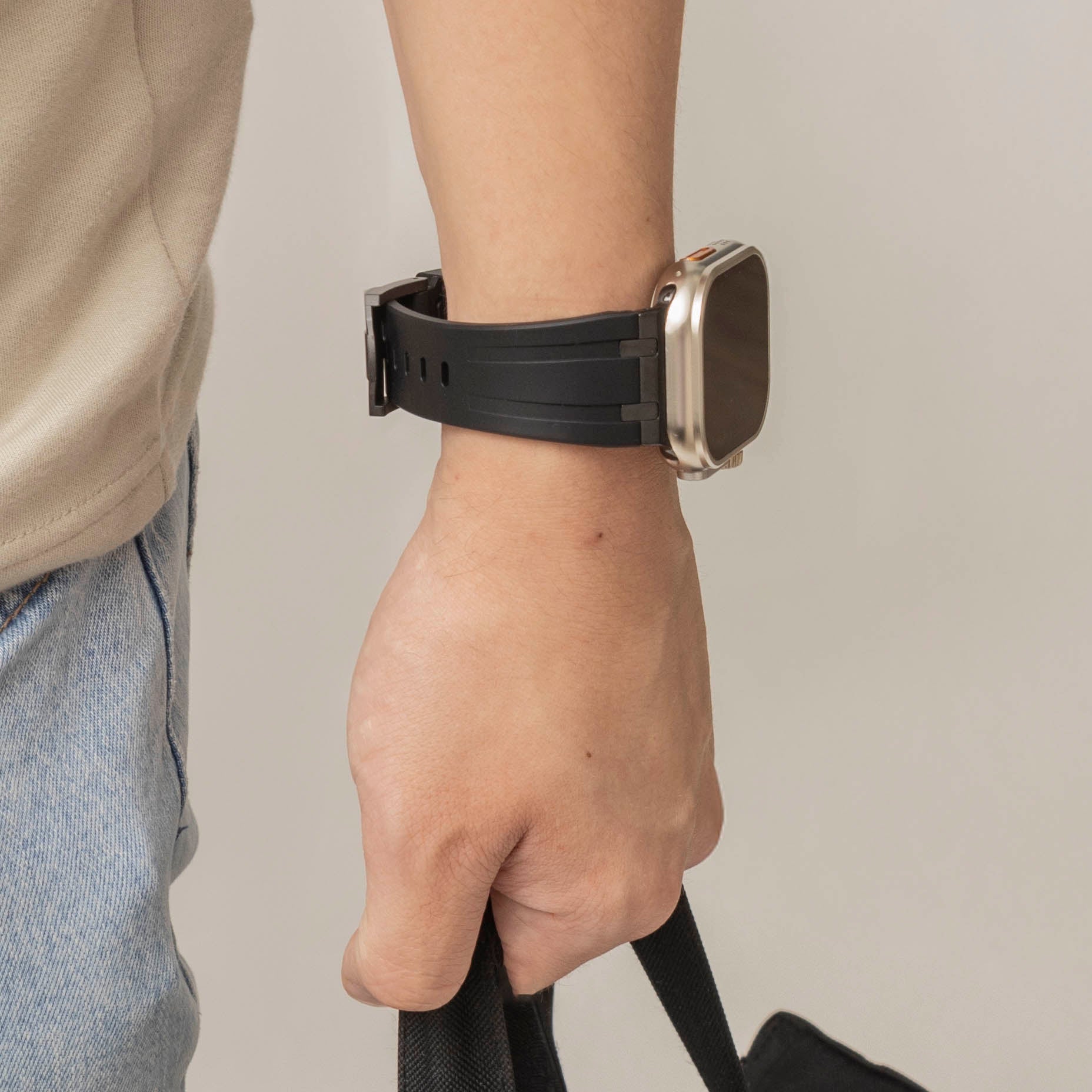 Bracelet silicone 'Luxury Liquid' Apple Watch Ultra (noir)