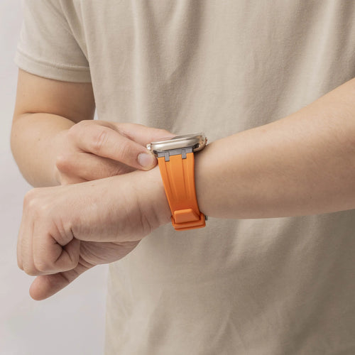 Bracelet silicone de luxe liquide Apple Watch (orange avec noir)
