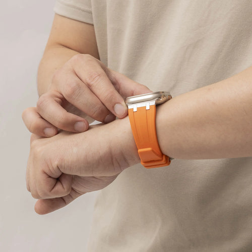 Luxury Liquid Silicone Strap, orange/titanium, lifestyle photo
