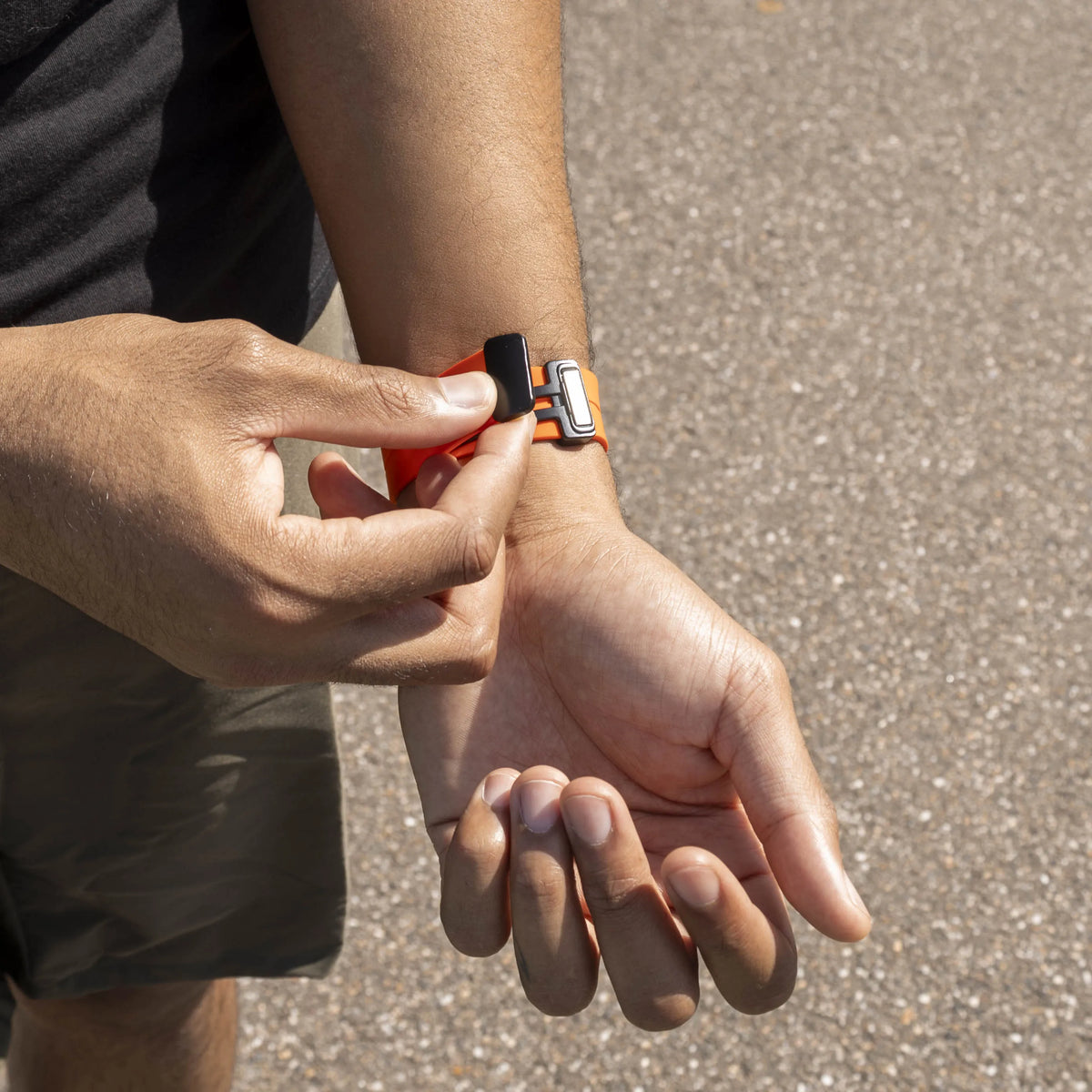 D-Buckle Silicone Strap, orange, lifestyle photo