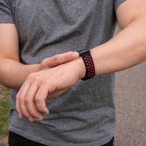 Silicone Sport Strap, black/red, lifestyle photo