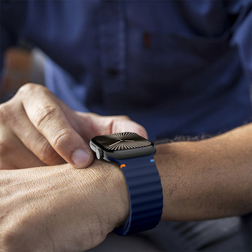 Wave Silicone Strap, dark blue, lifestyle photo