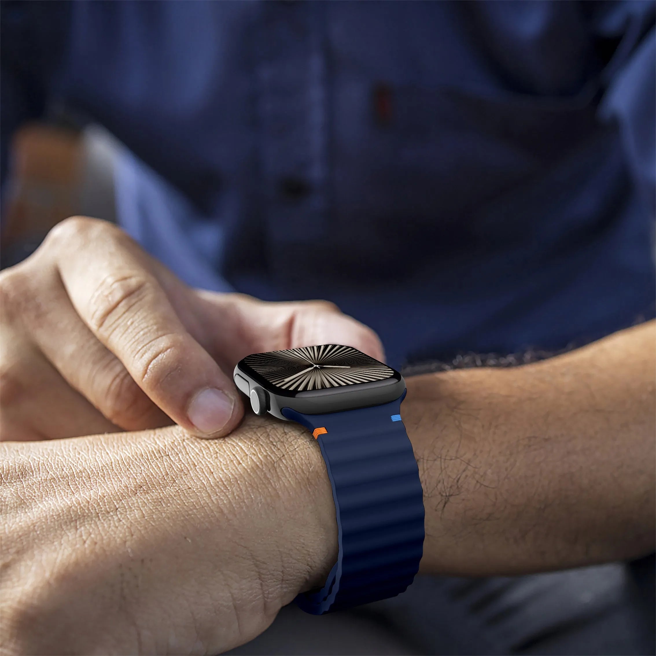 Bracelet Silicone Wave Apple Watch (bleu foncé)