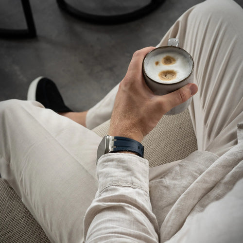 Bandz Bracelet silicone 'Luxe Liquid' Apple Watch (bleu avec argent)