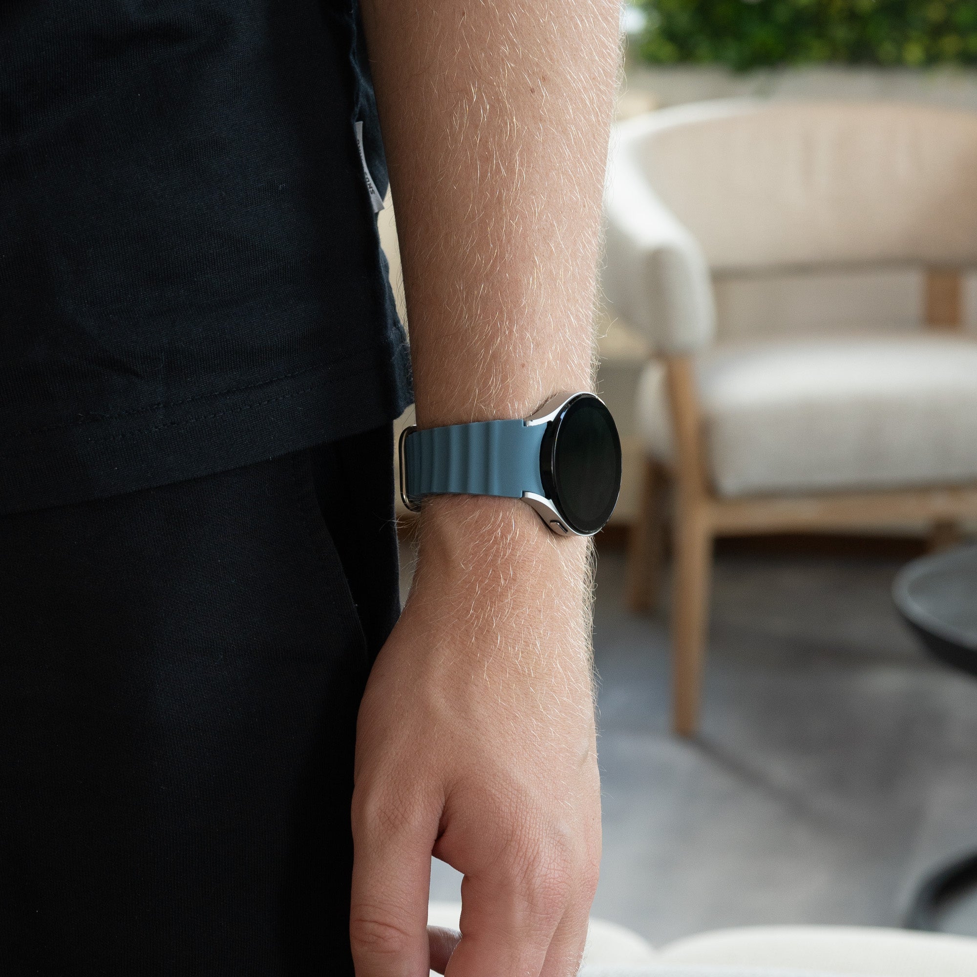 Silicone Ocean Strap, grey-blue, lifestyle photo