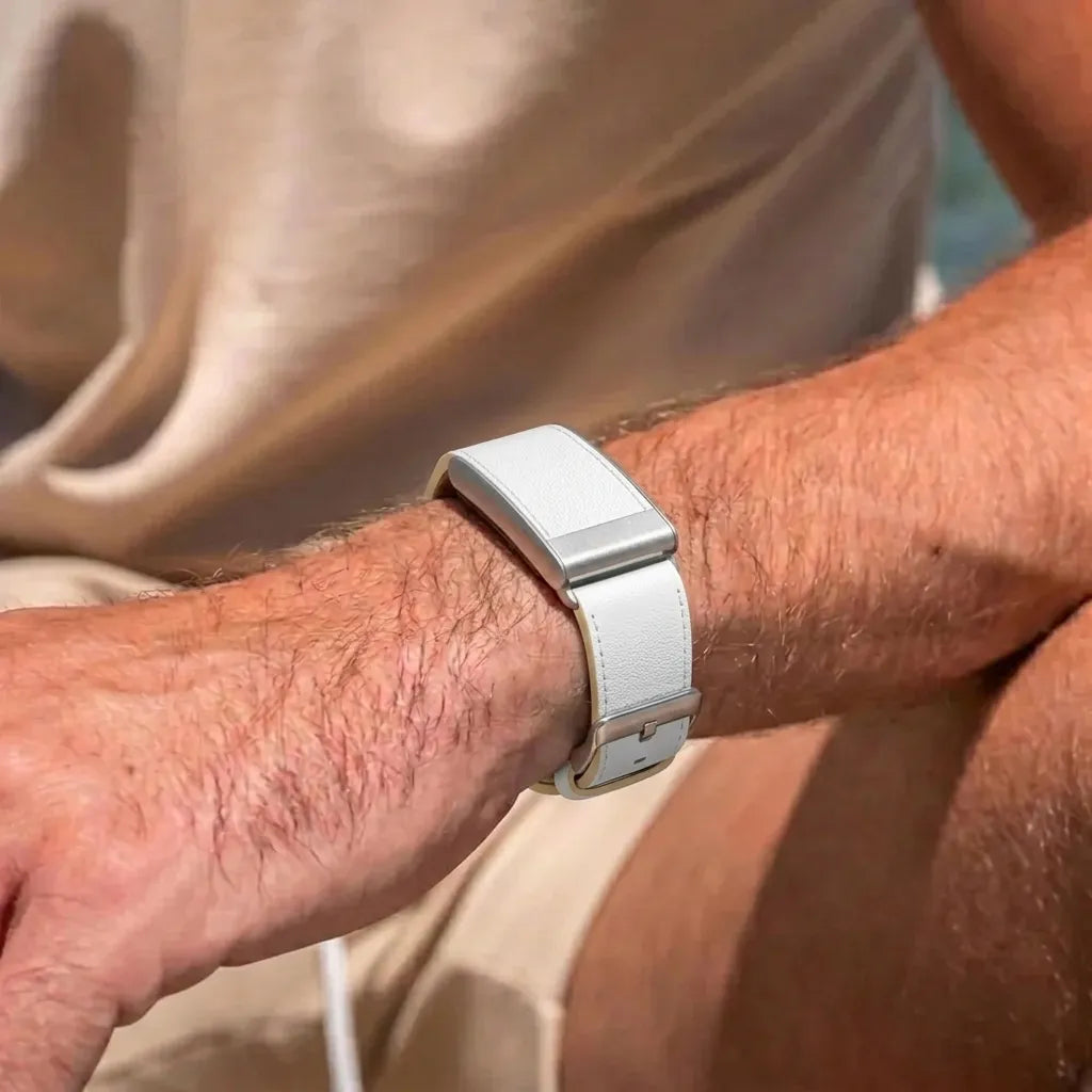 Bracelet cuir compatible avec Whoop 5.0 (blanc)