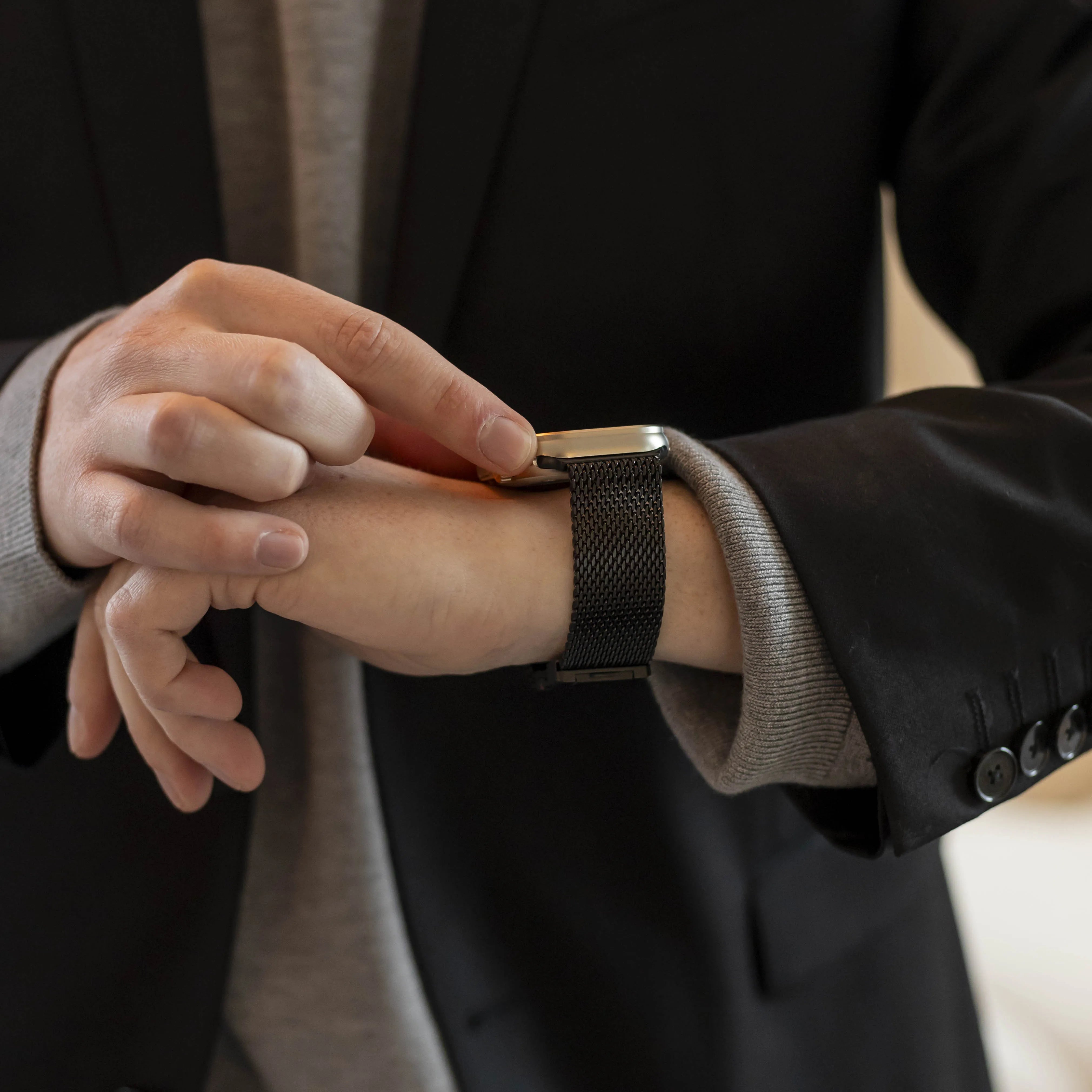 Bandz Bracelet Milanais Loop avec P-buckle Apple Watch (noir)