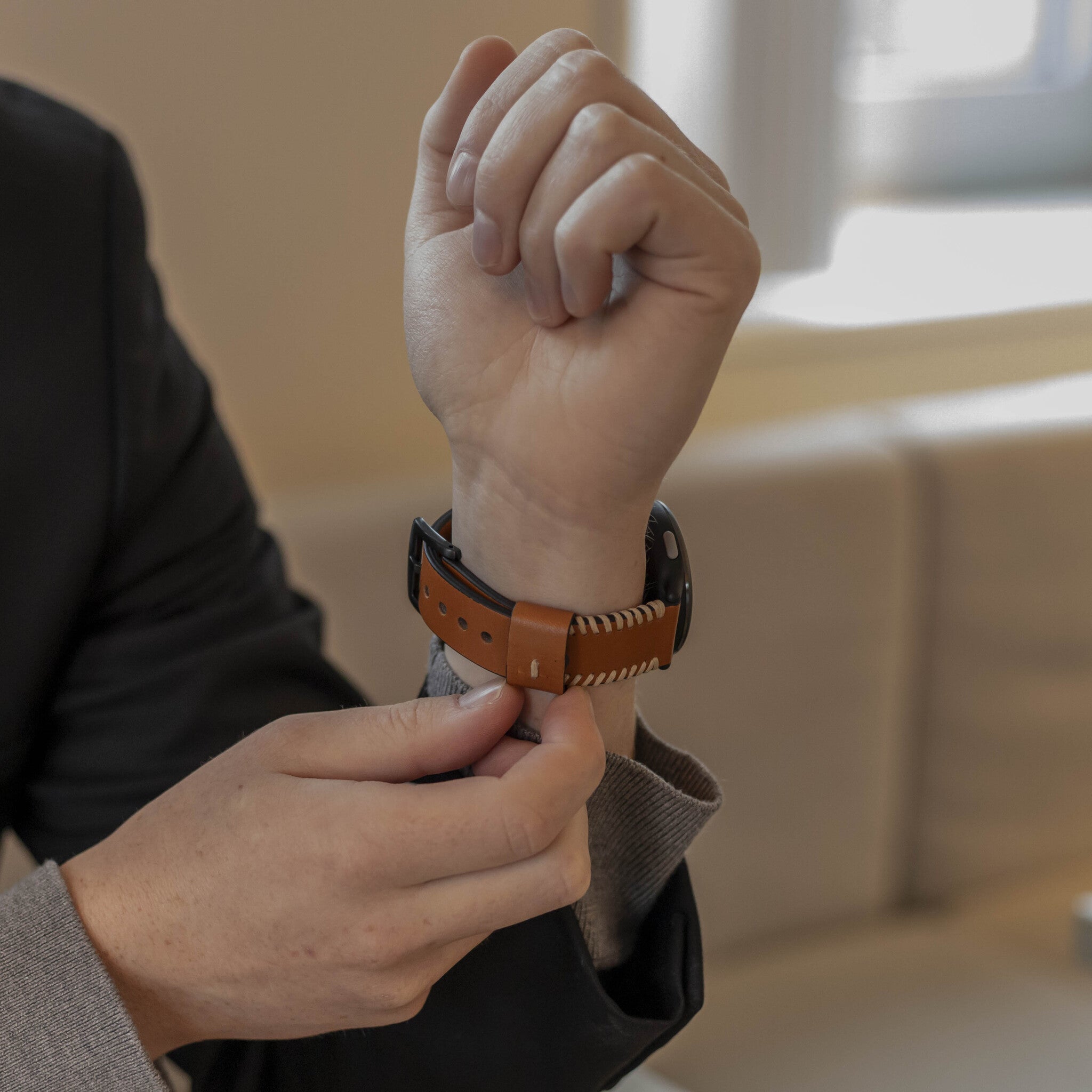 Bracelet en cuir cousu Samsung Galaxy Watch 6 - 40mm (brun) 