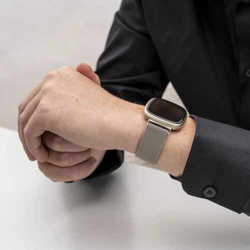 Milanese Strap, starlight, lifestyle photo