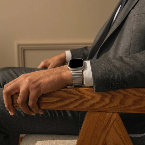 Bandz Apple Watch Ultra Titanium Strap 'Hybrid' (Silver)