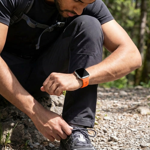 Silicone Strap 'Outdoor', orange, lifestyle photo