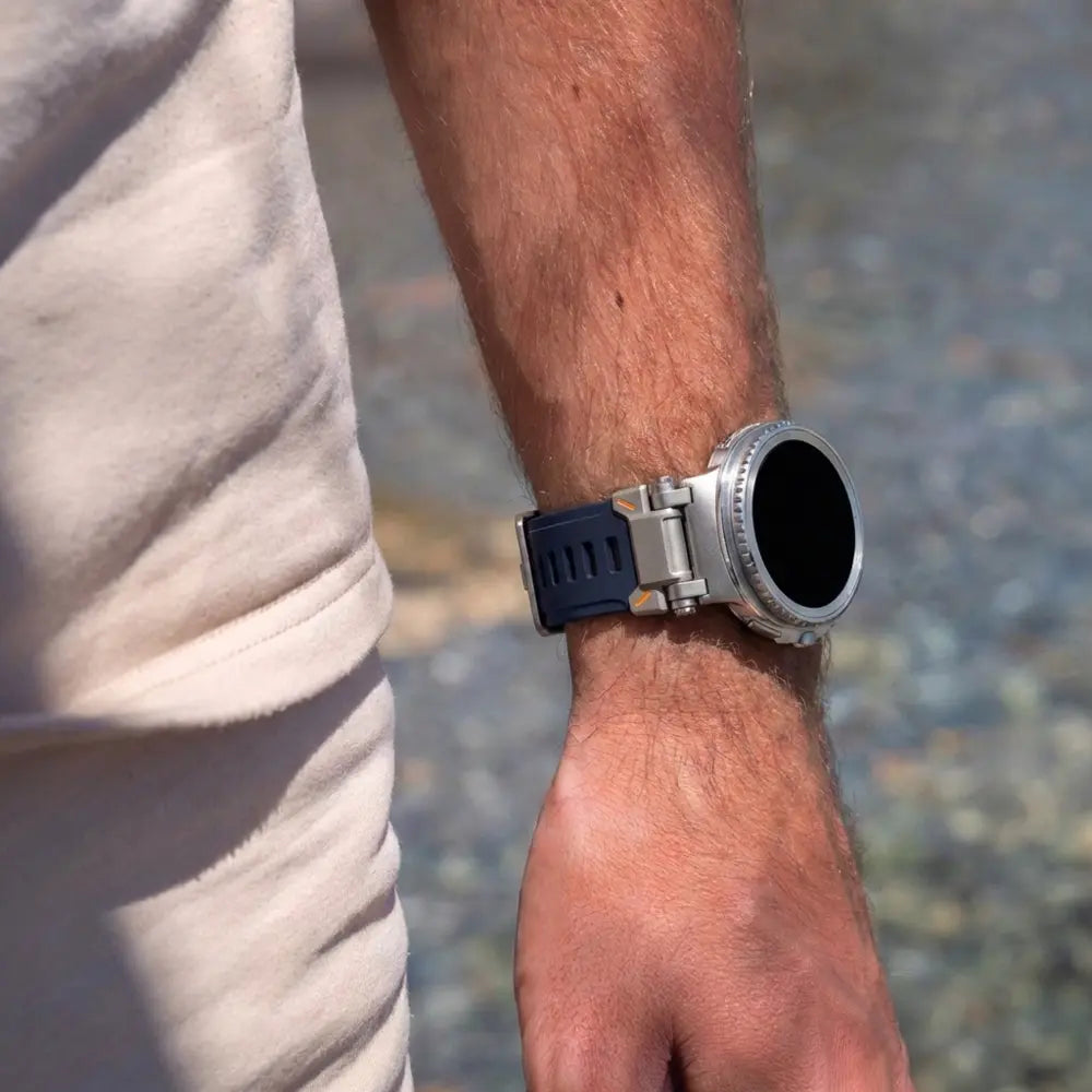 Samsung Galaxy Watch 8 - 44mm 'Explorer' Silicone Strap (Blue with Titanium)