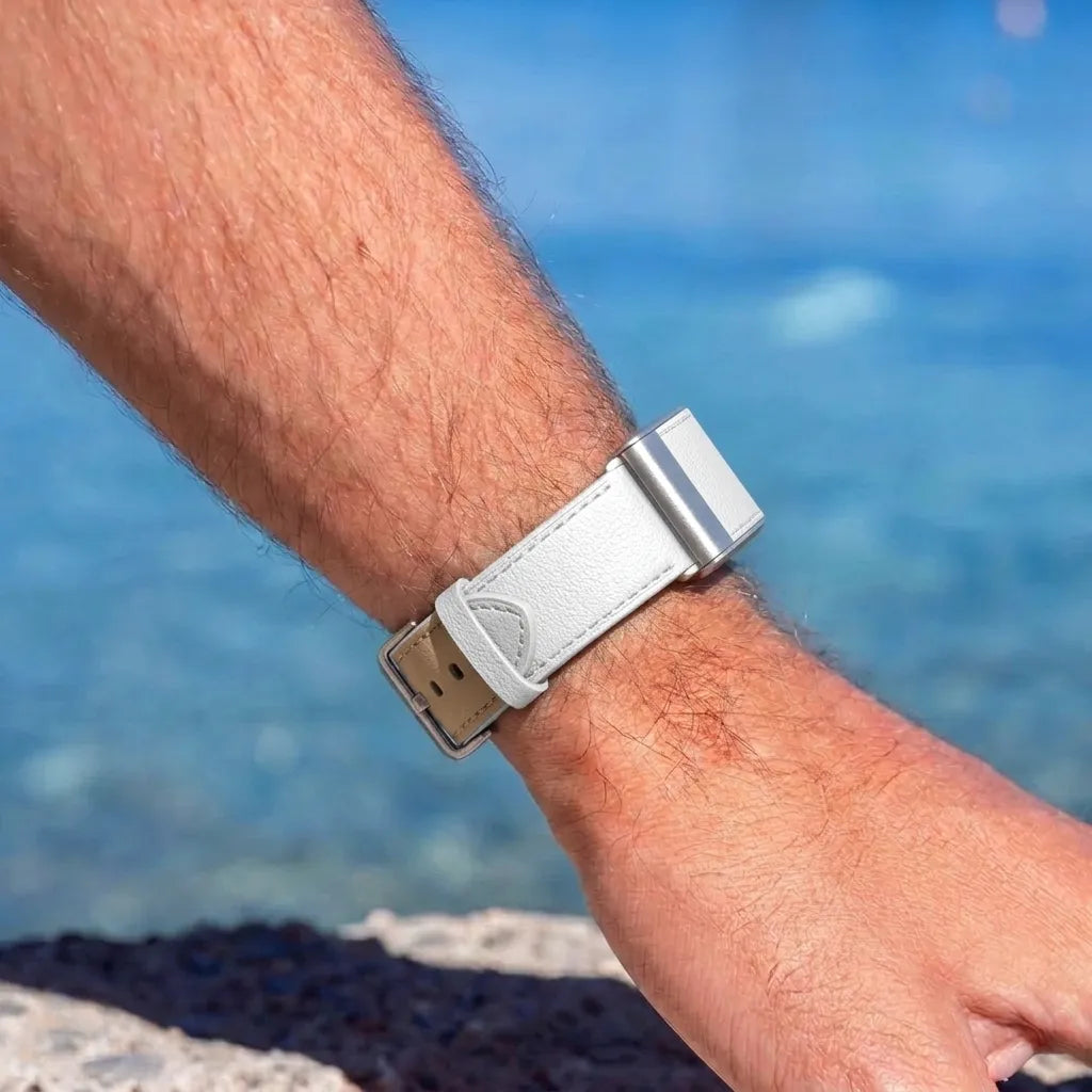 Bracelet cuir compatible avec Whoop 5.0 (blanc)
