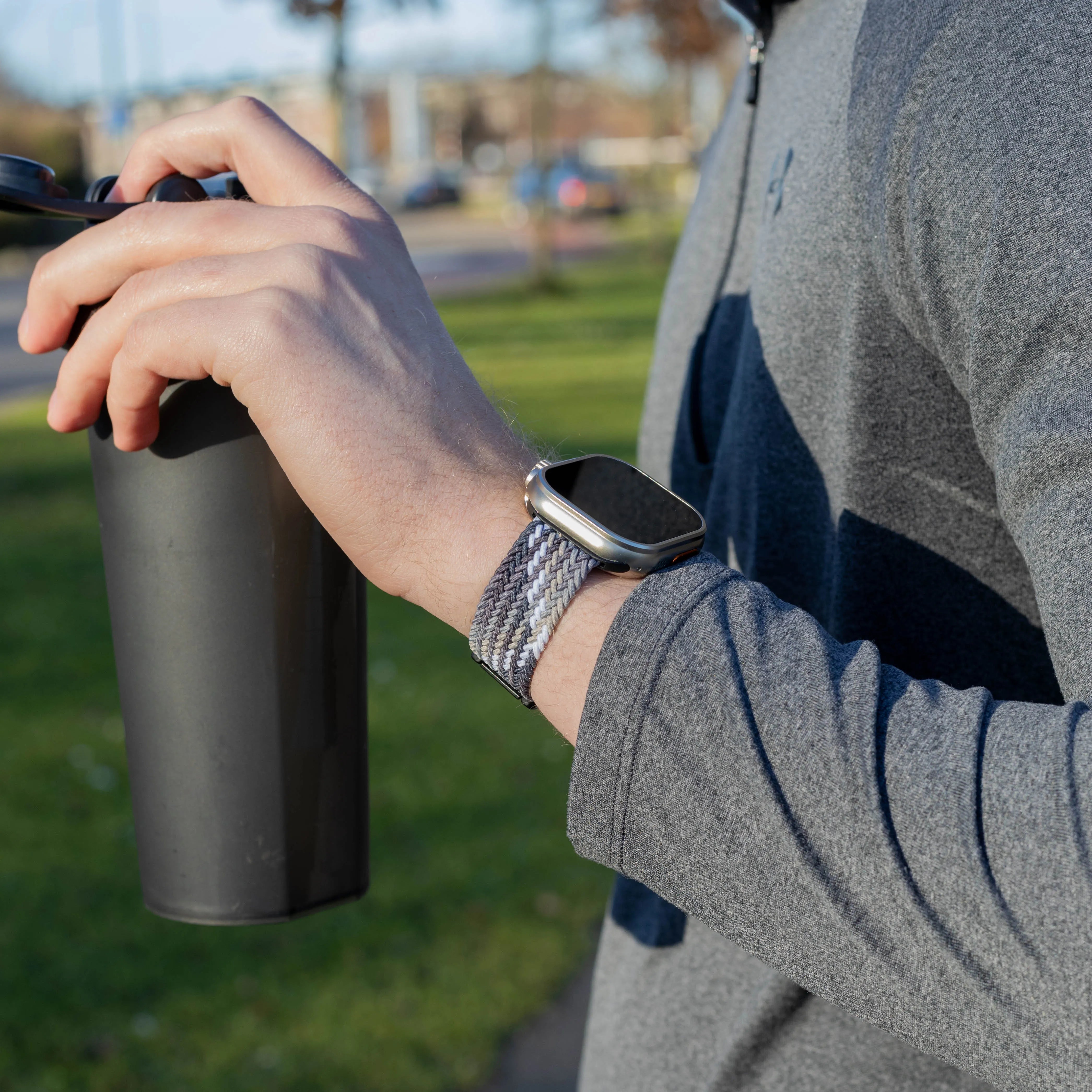 Bandz Bracelet nylon tressée avec P-buckle Apple Watch (mandala noir) 