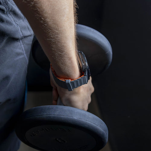 Magnetic Silicone Strap, grey/orange, lifestyle photo