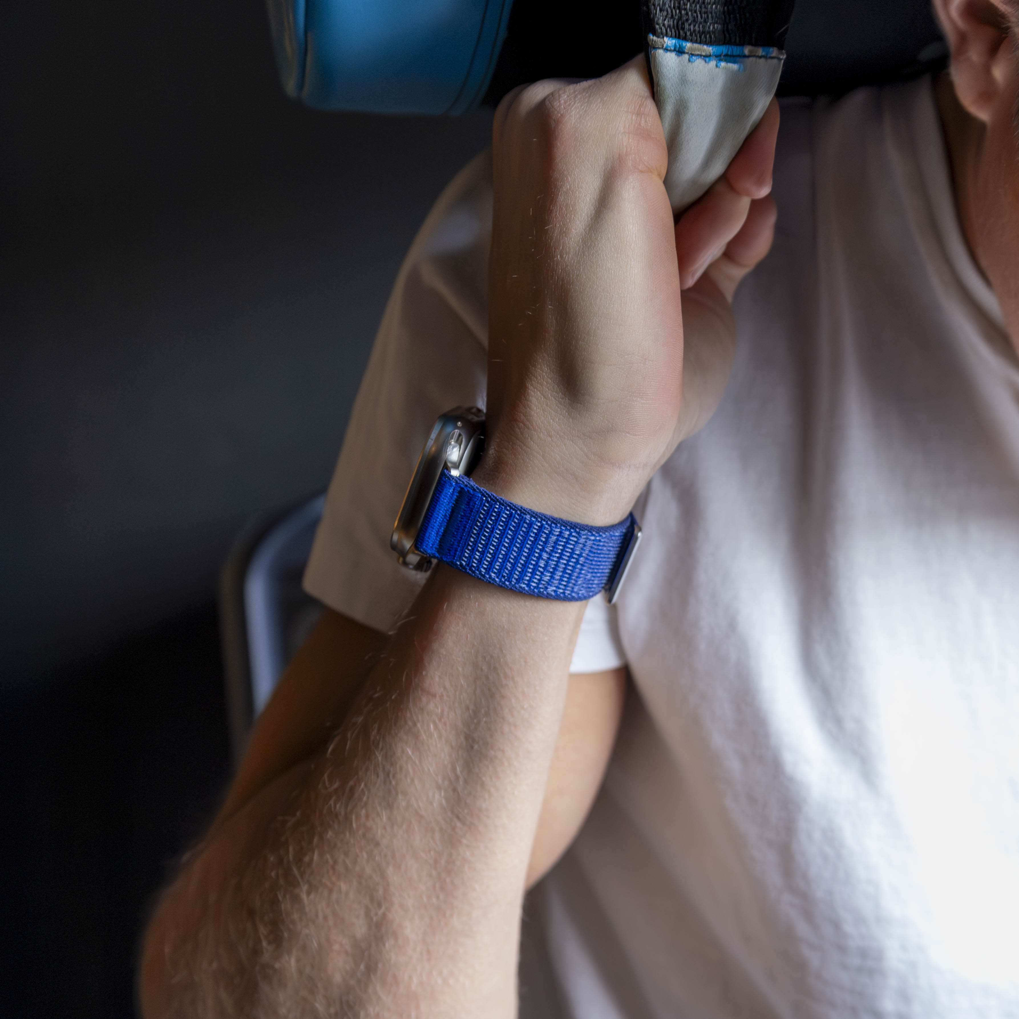 Bracelet nylon ondulé Apple Watch Ultra (bleu royal)