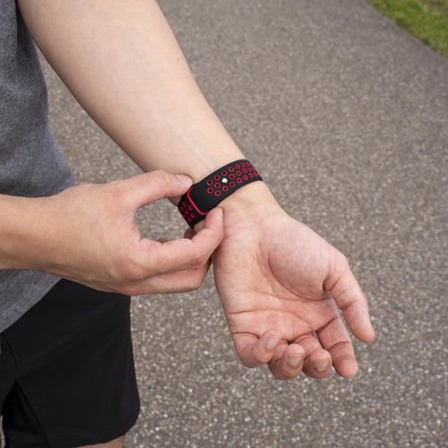 Silicone Sport Strap, black/red, lifestyle photo