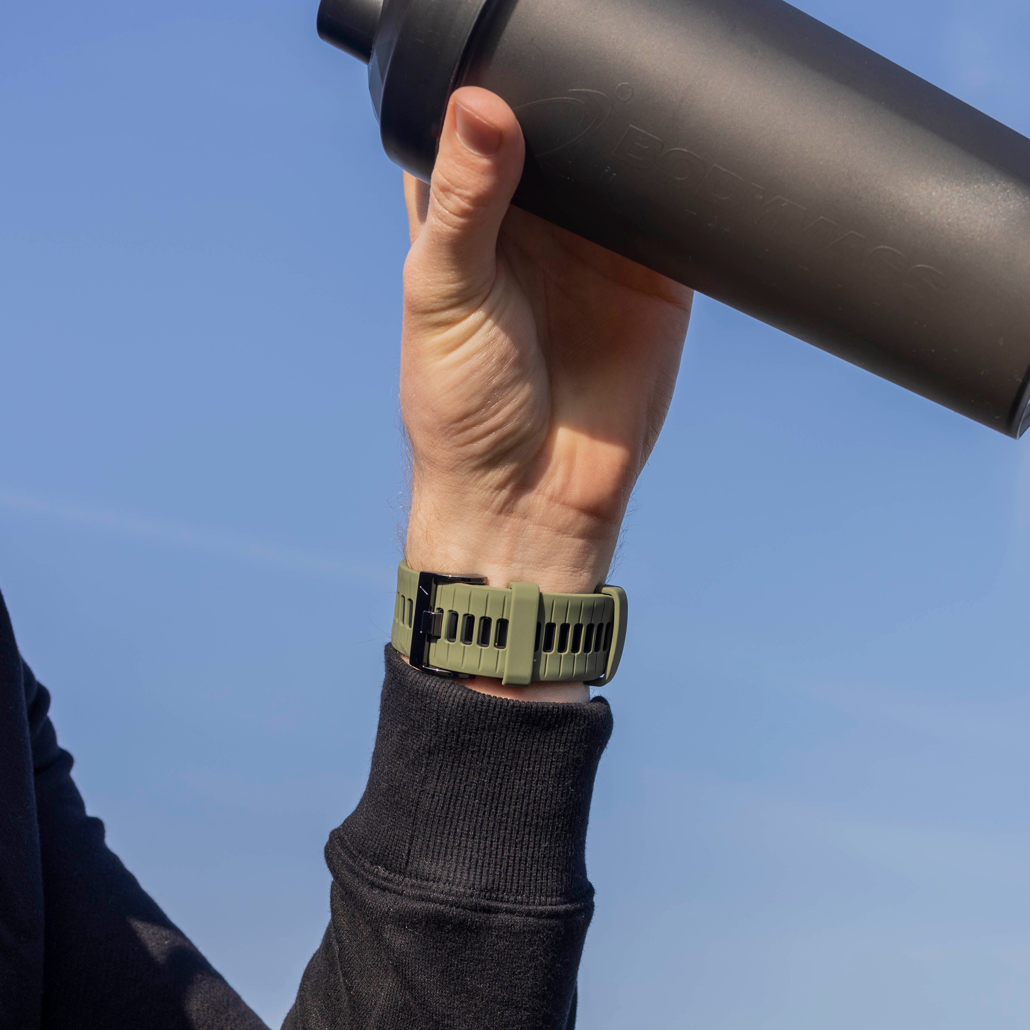 Bracelet sport á boucle Garmin Fenix ​​​​5x / 6x (vert olive/noir)