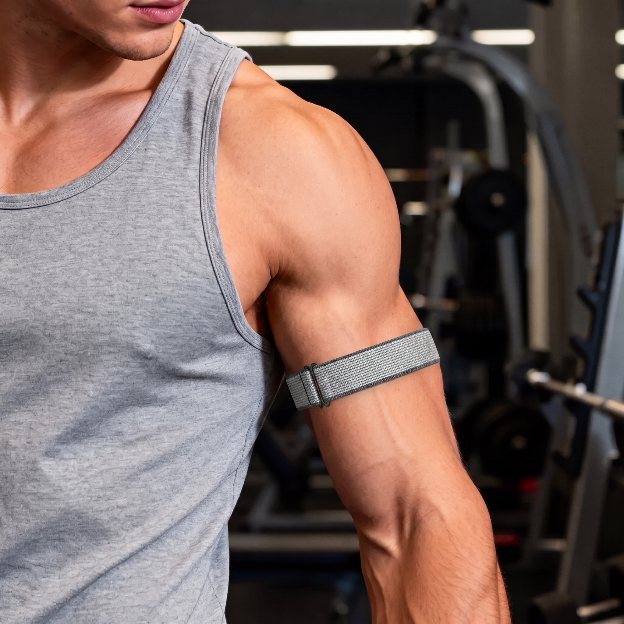 Bandz Bracelet nylon pour biceps Garmin Cirqa (gris/blanc)