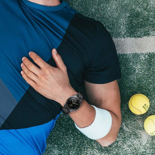 Silicone Sport Strap, black/grey, lifestyle photo
