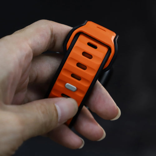 Silicone Premium Outdoor Strap, orange/black, lifestyle photo