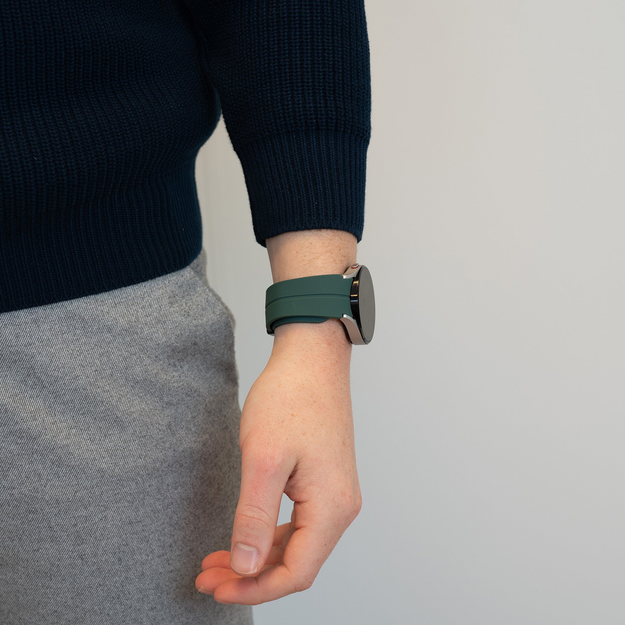 Bandz Bracelet silicone avec D-Buckle Samsung Galaxy Watch 5 Pro (vert foncé)